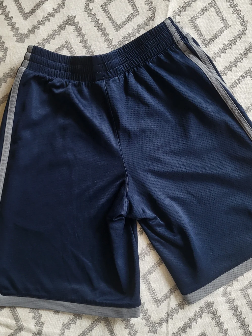 adidas Navy Blue Athletic Shorts with Gray Trim
